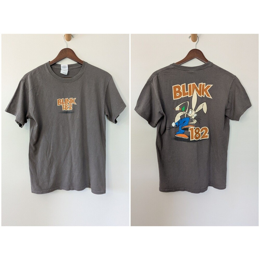 Vintage BLINK 182 T-shirt Small Concert Tour 90s Y2K  Bunny Rabbit Faded Gray